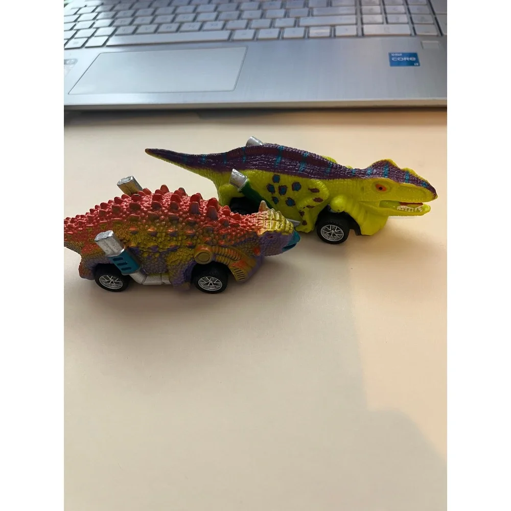 Dinosaur  Toy Car Set Ankylosaurus and T-Rex Monster Truck Figures 2pc